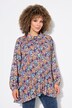 Plisseret bluse, blomster, A-linje, skjortekrave, langærmet