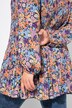 Plisseret bluse, blomster, A-linje, skjortekrave, langærmet
