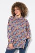 Plisseret bluse, blomster, A-linje, skjortekrave, langærmet