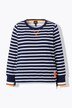 Sweatshirt, striber, snøre, rund hals, langærmet