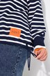 Sweatshirt, striber, snøre, rund hals, langærmet