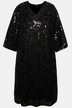 Robe de soirée avec franges et paillettes, manches courtes et décolleté en V