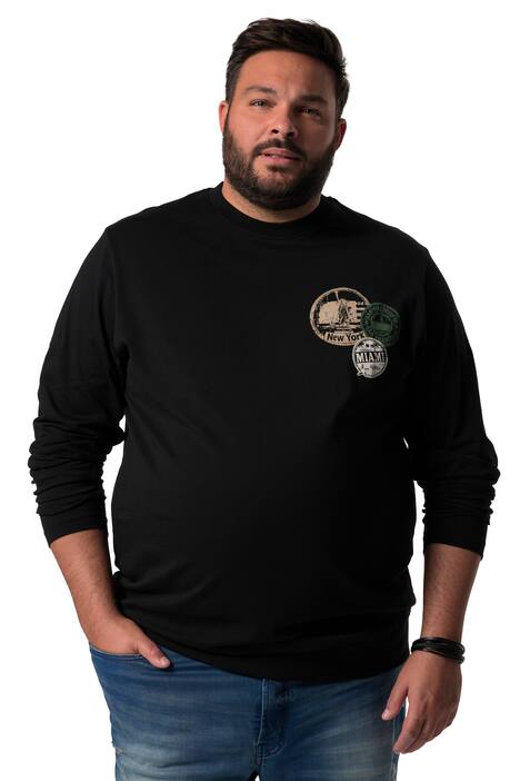 Tričko Men+, dlouhé rukávy, břišní střih, potisk na hrudi, do 8XL