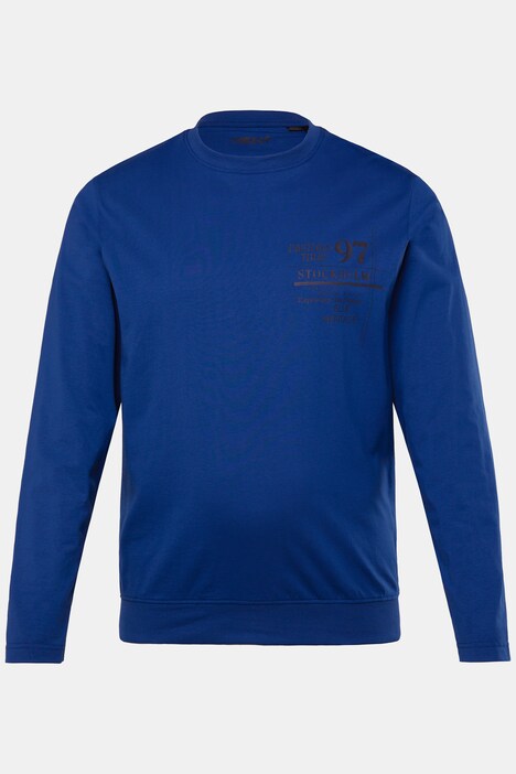 Men+ langærmet T-shirt, mavevenlig pasform, print på brystet, op til str. 8XL
