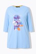 Camiseta larga, flores, corte en A, escote en V, manga 3/4