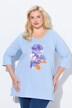 Camiseta larga, flores, corte en A, escote en V, manga 3/4