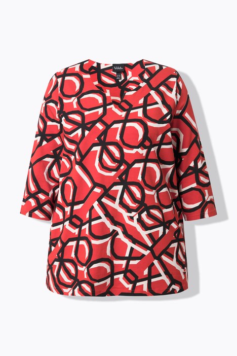 Shirt, grafische print, tuniekhals, 3/4-mouwen