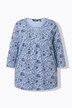 Camisa, flores, forma en A, cuello redondo, mangas 3/4