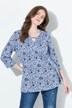 Camisa, flores, forma en A, cuello redondo, mangas 3/4