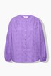 Blouse, oversized, structuurstof, lange ballonmouwen