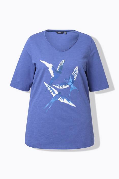 T-shirt motif hirondelles, décolleté en V et manches courtes, coupe Classic Fit