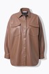 Skjorte i læderlook, oversize, brystlommer, lange ærmer