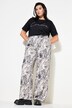 Broek, wijde pijp, hoge taille, snakeprint