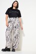 Broek, wijde pijp, hoge taille, snakeprint