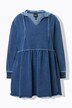 Lang hoodie, A-linje, åben kant, V-udskæring, lange ærmer