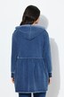 Lang hoodie, A-linje, åben kant, V-udskæring, lange ærmer