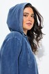 Lang hoodie, A-linje, åben kant, V-udskæring, lange ærmer
