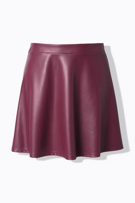 Cirkelrok in leerlook, flared fit, zijritssluiting