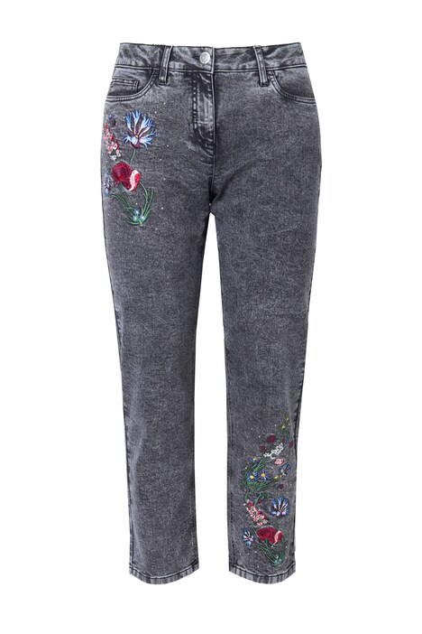 Loosefit jeans with floral embroidery and 5 pockets