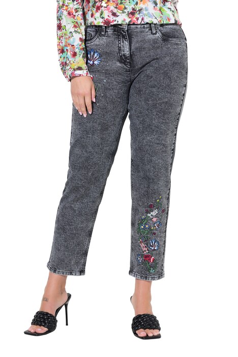 Loosefit jeans with floral embroidery and 5 pockets