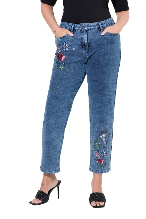 Loosefit jeans with floral embroidery and 5 pockets