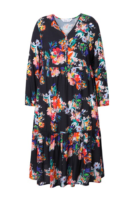 Midi dress with floral pattern and long sleeves