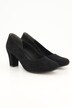 Suède pumps, golvende snit, blokhak, wijdte H