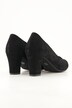 Suède pumps, golvende snit, blokhak, wijdte H