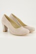 Suède pumps, golvende snit, blokhak, wijdte H
