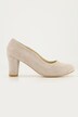 Suède pumps, golvende snit, blokhak, wijdte H