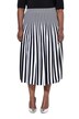 Úpletová midi sukně, pruhy, A střih, elastický pas