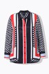 Blouse, patroonmix, overhemdkraag, lange mouwen