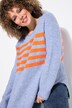 Pullover, striber, rund hals, langærmet, rullekanter