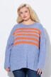 Pullover, striber, rund hals, langærmet, rullekanter