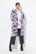 Cardigan long à col montant ouvert et motif graphique