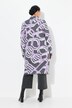 Cardigan long à col montant ouvert et motif graphique