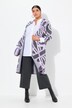 Cardigan long à col montant ouvert et motif graphique