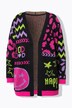 Cardigan aperto dal taglio lungo con Smiley
