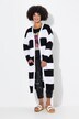 Chaqueta larga de punto, Straight Fit, rayas en bloque