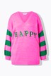 Overzized sweater with striped sleeves