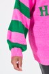 Overzized sweater with striped sleeves