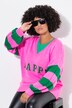 Overzized sweater with striped sleeves