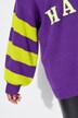 Overzized sweater with striped sleeves