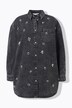 Camicia di jeans dal taglio lungo e oversize con perline
