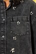 Camicia di jeans dal taglio lungo e oversize con perline