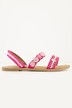 Sandaler med remme, perlebroderi, memoryskum, bredde H