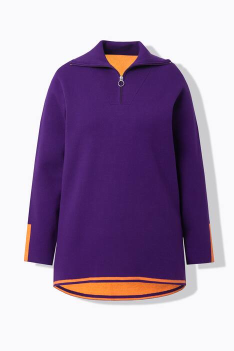 Jersey troyer de punto, punto de doble cara, cuello con cremallera