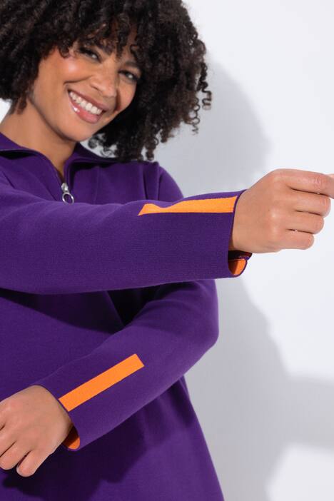 Jersey troyer de punto, punto de doble cara, cuello con cremallera