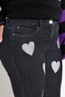 Jeans con taglio dritto, cuori glitterati e cinque tasche