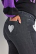 Jeans con taglio dritto, cuori glitterati e cinque tasche